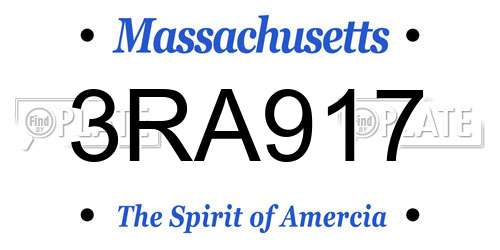 3RA917 Massachusetts License Plate