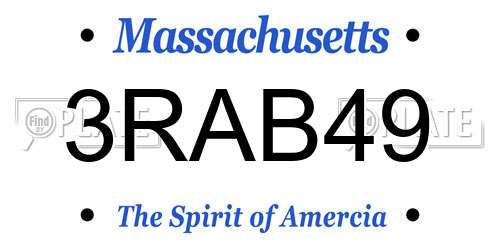 3RAB49 Massachusetts License Plate