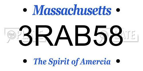 3RAB58 Massachusetts License Plate