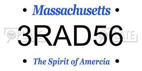 3RAD56 Massachusetts License Plate