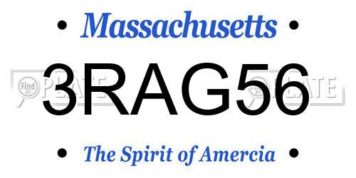 3RAG56 Massachusetts License Plate