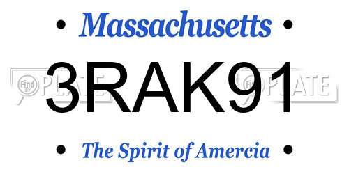 3RAK91 Massachusetts License Plate