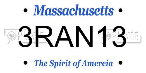3RAN13 Massachusetts License Plate