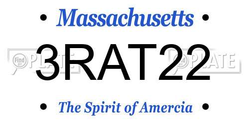 3RAT22 Massachusetts License Plate