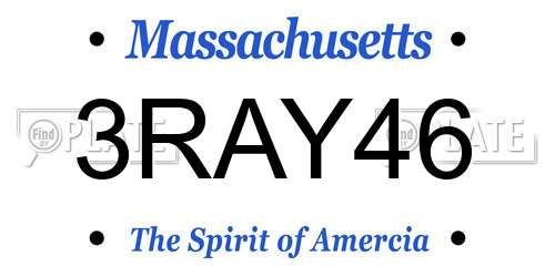 3RAY46 Massachusetts License Plate