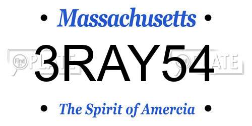 3RAY54 Massachusetts License Plate