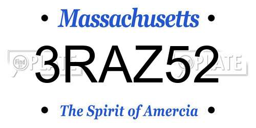 3RAZ52 Massachusetts License Plate