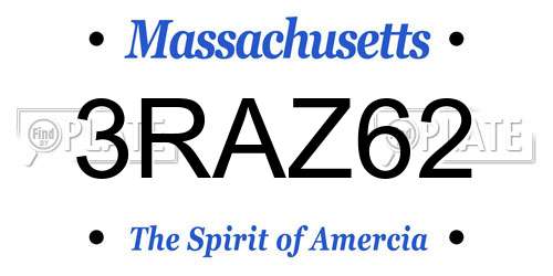 3RAZ62 Massachusetts License Plate