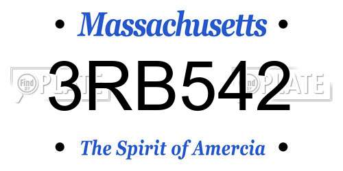 3RB542 Massachusetts License Plate