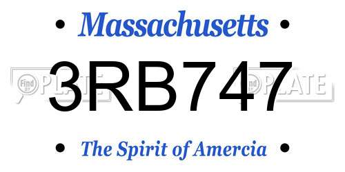 3RB747 Massachusetts License Plate