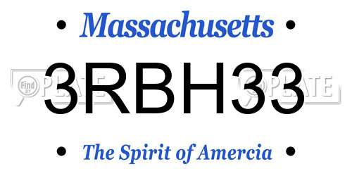 3RBH33 Massachusetts License Plate
