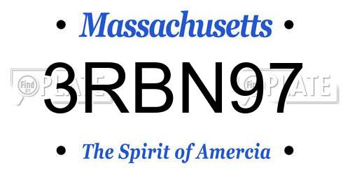 3RBN97 Massachusetts License Plate