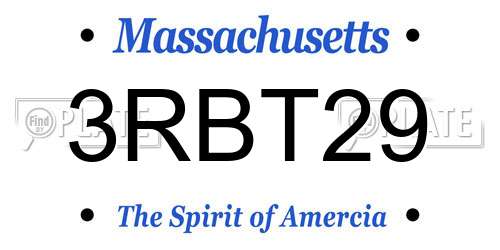 3RBT29 Massachusetts License Plate