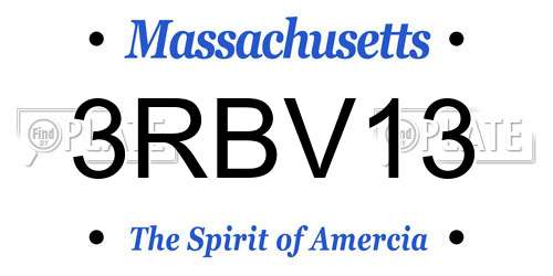 3RBV13 Massachusetts License Plate