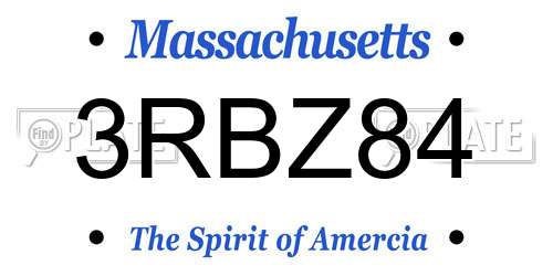 3RBZ84 Massachusetts License Plate
