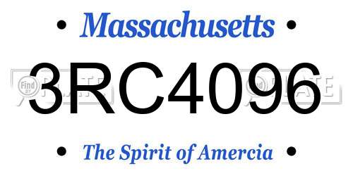 3RC4096 Massachusetts License Plate
