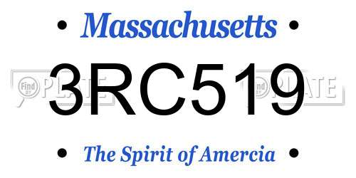 3RC519 Massachusetts License Plate
