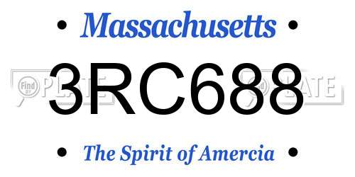 3RC688 Massachusetts License Plate