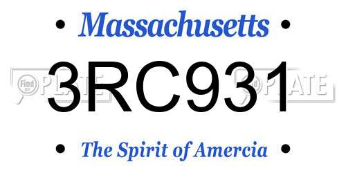 3RC931 Massachusetts License Plate