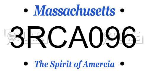 3RCA096 Massachusetts License Plate