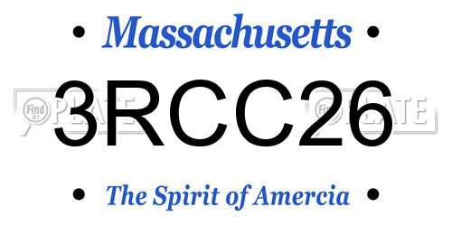 3RCC26 Massachusetts License Plate