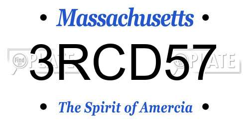 3RCD57 Massachusetts License Plate