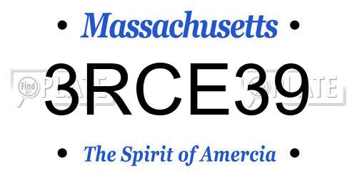 3RCE39 Massachusetts License Plate