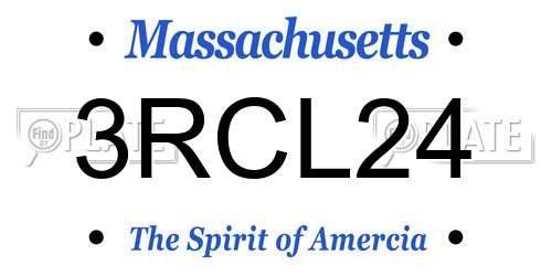 3RCL24 Massachusetts License Plate