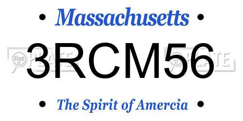 3RCM56 Massachusetts License Plate