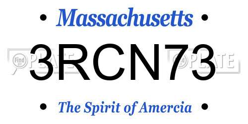 3RCN73 Massachusetts License Plate