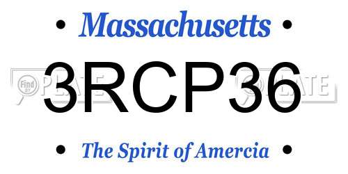 3RCP36 Massachusetts License Plate