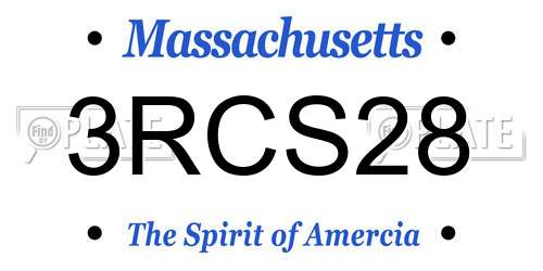 3RCS28 Massachusetts License Plate