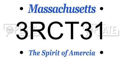 3RCT31 Massachusetts License Plate