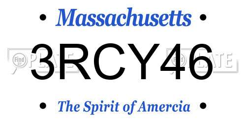 3RCY46 Massachusetts License Plate