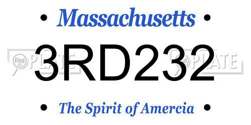 3RD232 Massachusetts License Plate