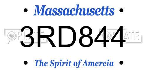 3RD844 Massachusetts License Plate