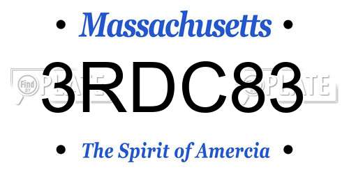 3RDC83 Massachusetts License Plate