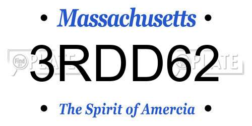 3RDD62 Massachusetts License Plate