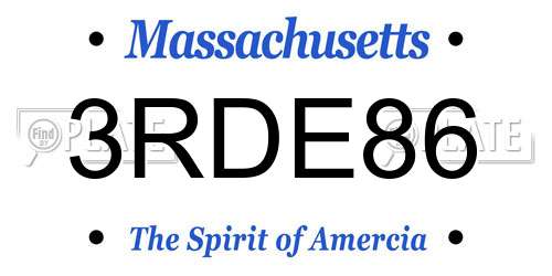 3RDE86 Massachusetts License Plate