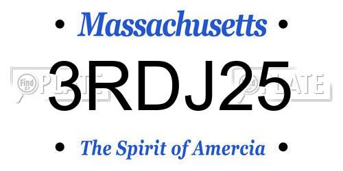 3RDJ25 Massachusetts License Plate