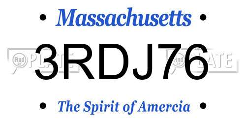 3RDJ76 Massachusetts License Plate