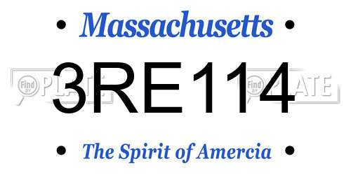 3RE114 Massachusetts License Plate