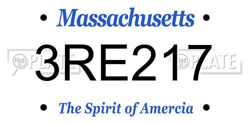 3RE217 Massachusetts License Plate