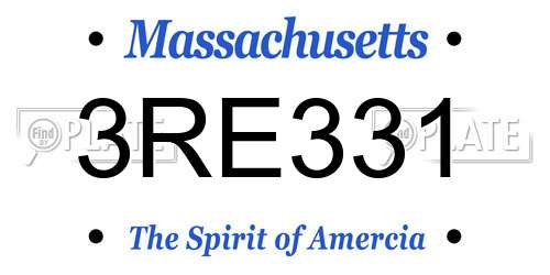 3RE331 Massachusetts License Plate