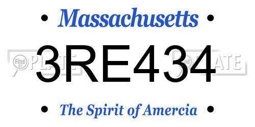 3RE434 Massachusetts License Plate