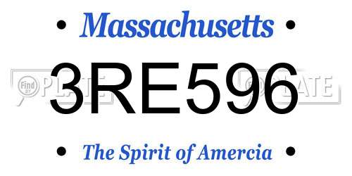 3RE596 Massachusetts License Plate