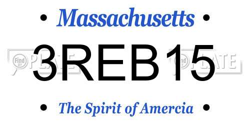 3REB15 Massachusetts License Plate