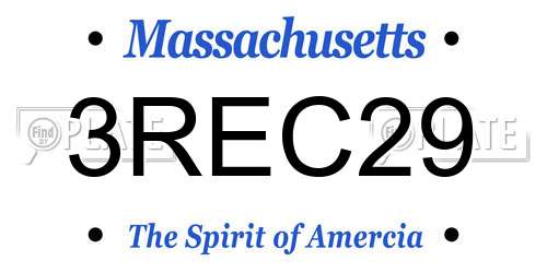 3REC29 Massachusetts License Plate