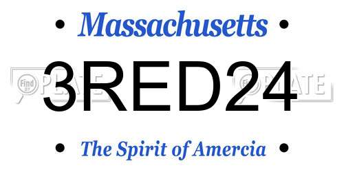 3RED24 Massachusetts License Plate
