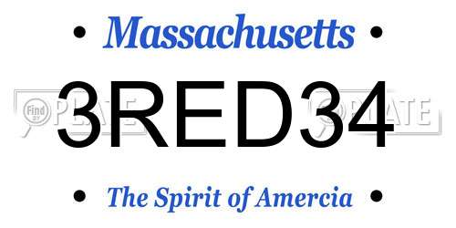 3RED34 Massachusetts License Plate